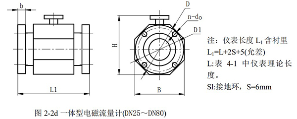 污水專(zhuān)用流量計(jì)外形尺寸圖二